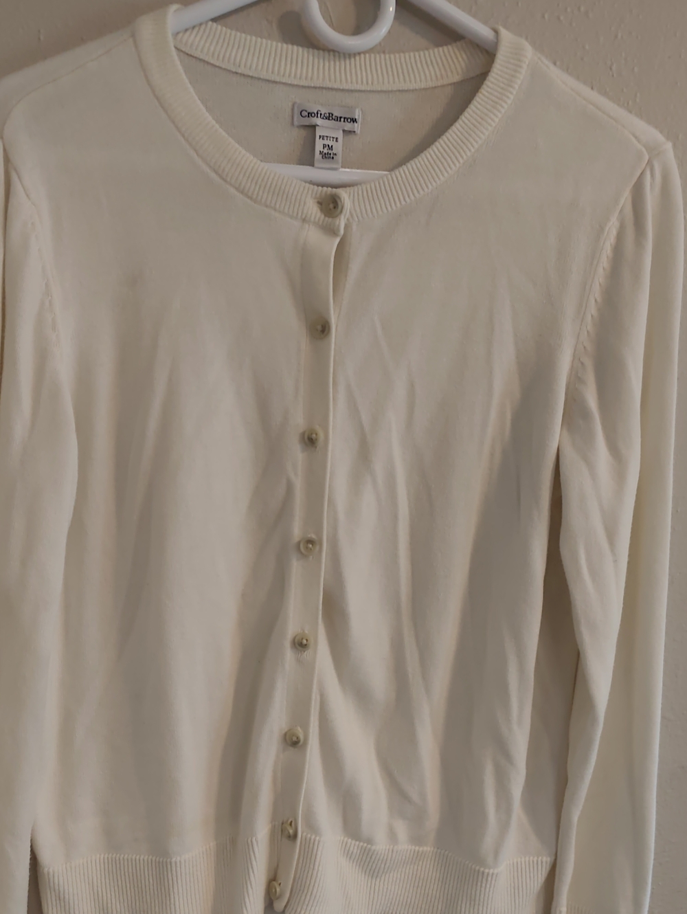croft & barrow Cream Button-Down Lightweight Women's Cardigan